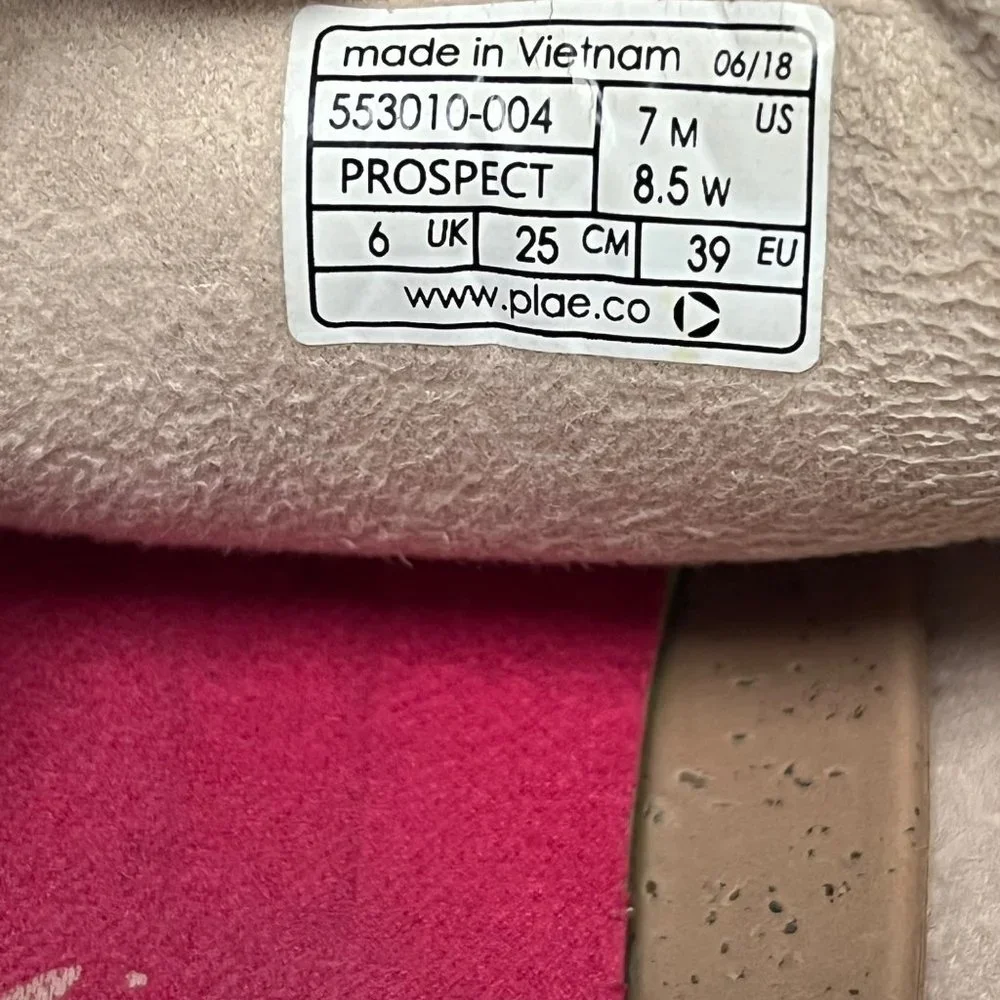 Plae SIZE 8.5 WOMENS Prospect Rose Granite Tie Sneakers Pink Grey Taupe Beige - Picture 2 of 12